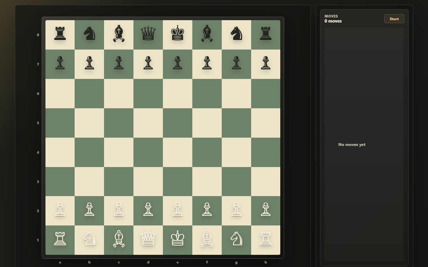 Screenshot of the Aesthetic Chess app