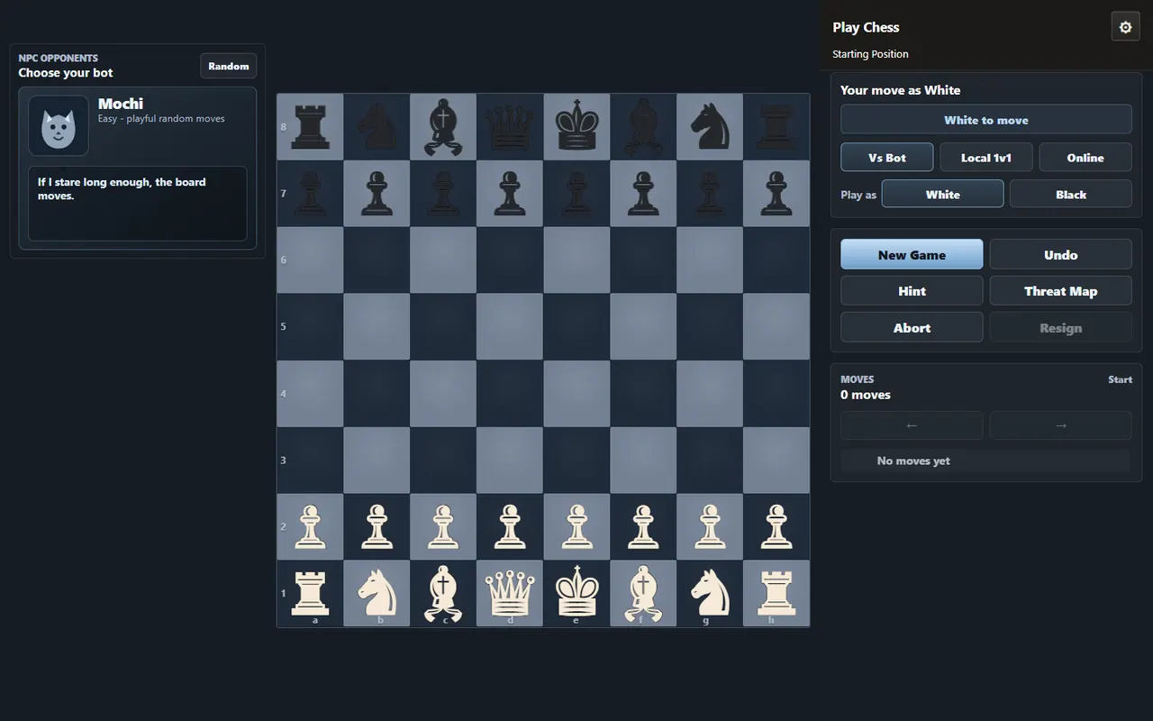 Screenshot of the Aesthetic Chess app