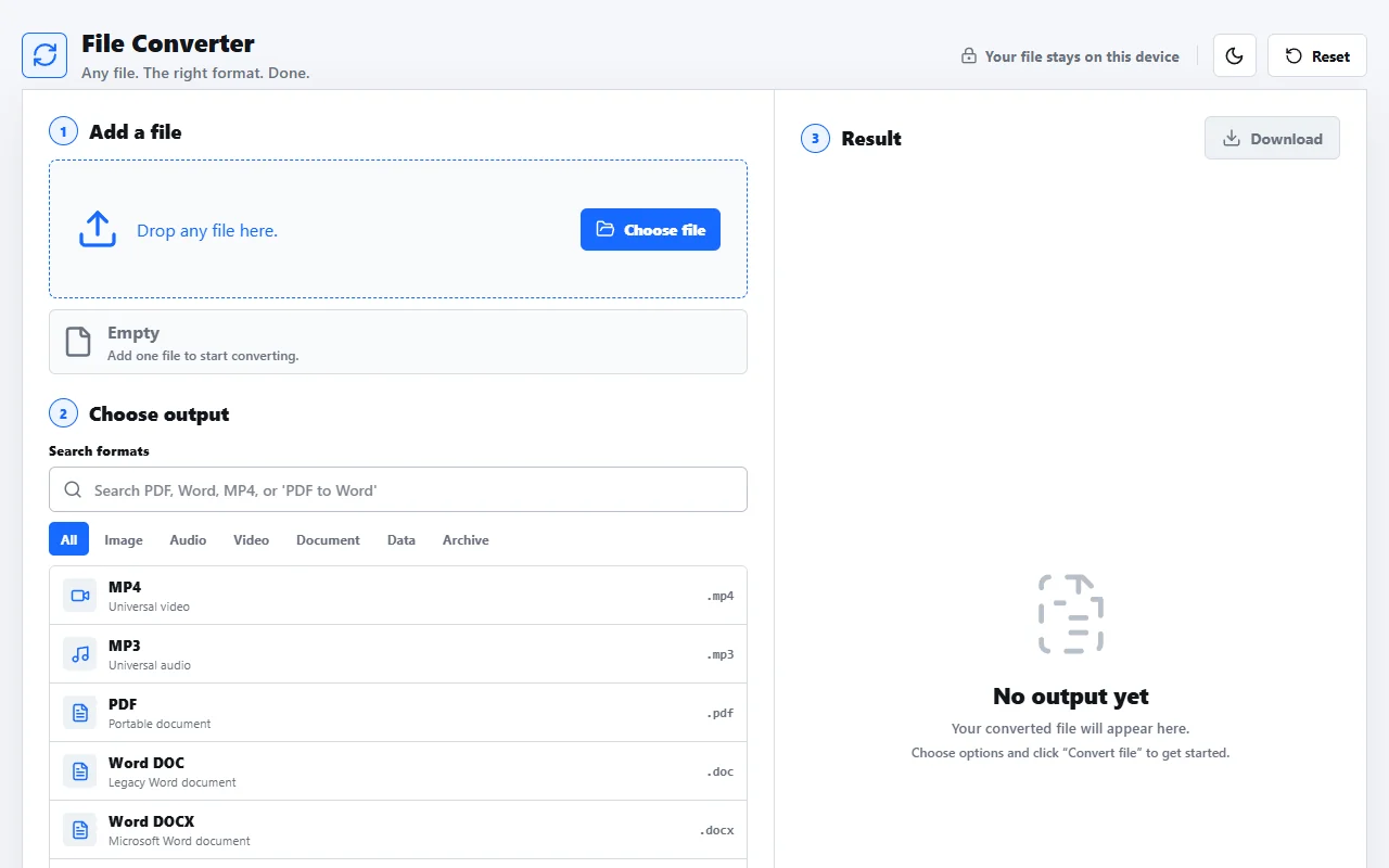 Screenshot of the File Converter app