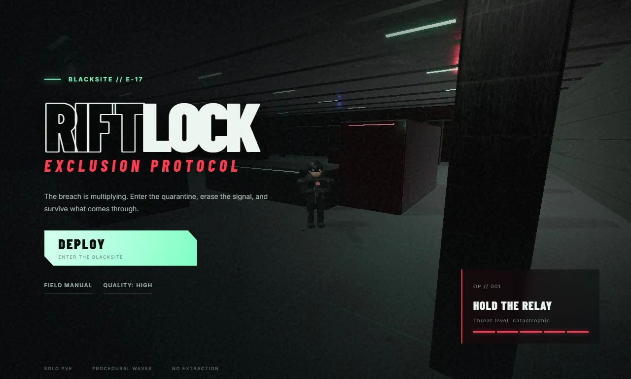 Riftlock: Exclusion title screen
